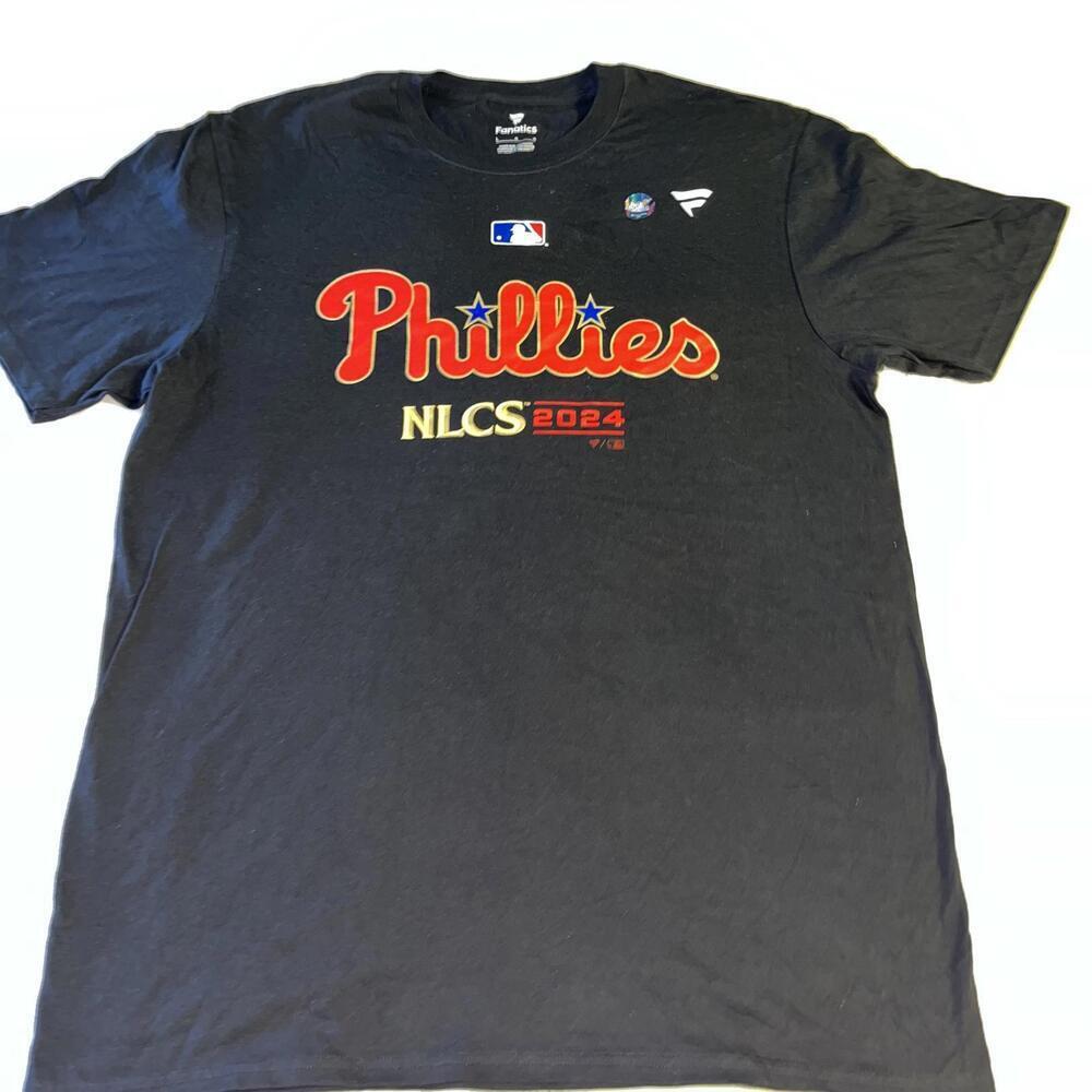 New Fanatics Philadelphia Phillies NLCS 2024 MLB Baseball Black T-Shirt Men’s L